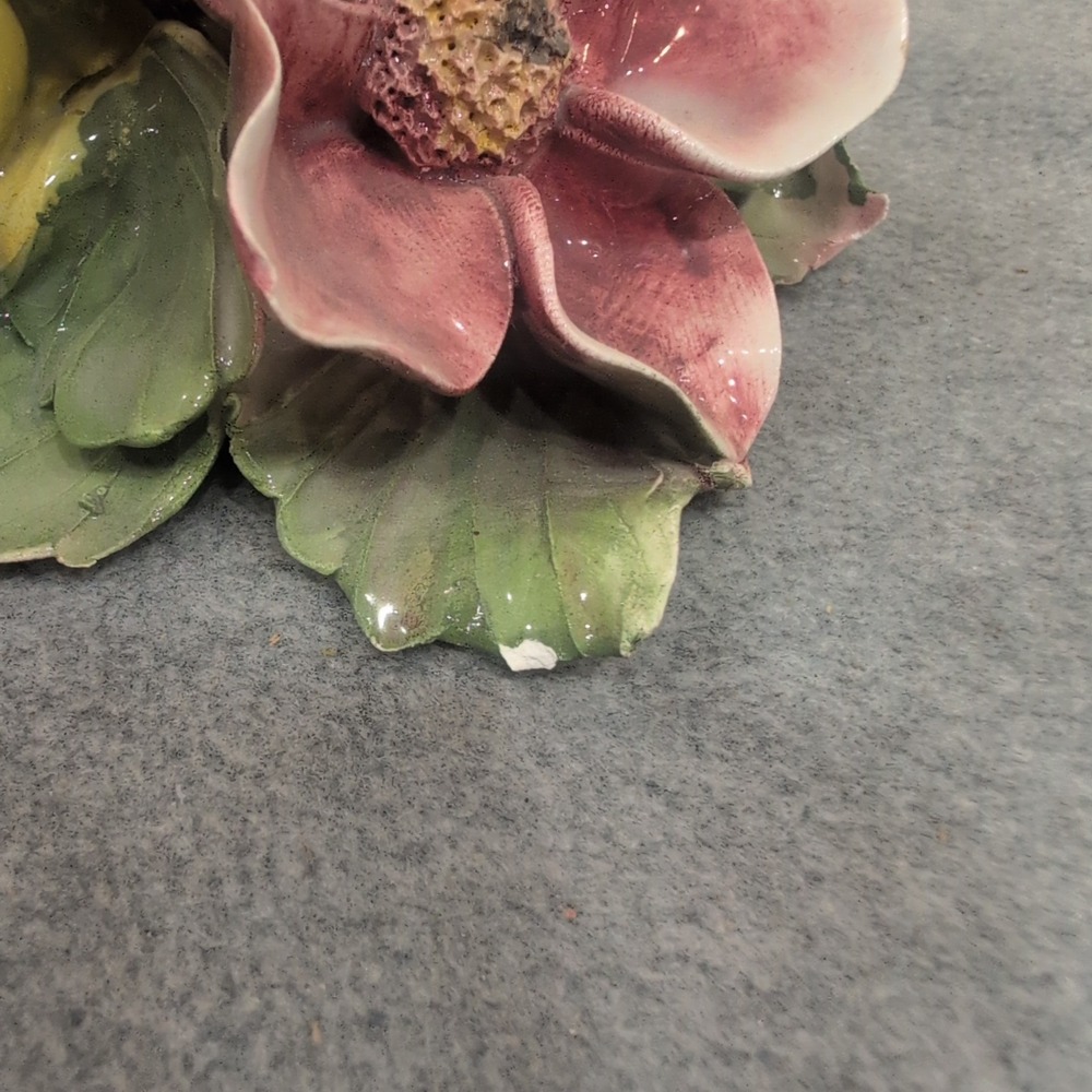 Himark Italy Ceramic Floral Figurine Rose Candle Holder Hand Painted Vintage - Picture 4 of 10